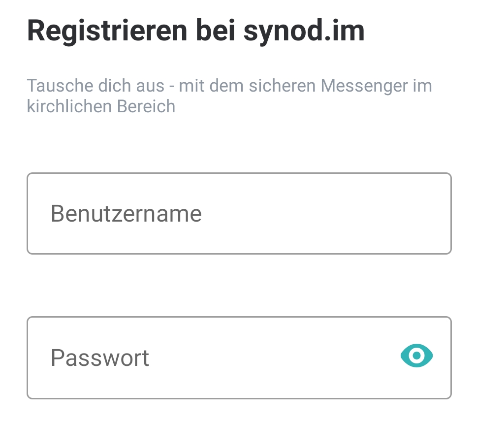 Screenshot: Registrierung