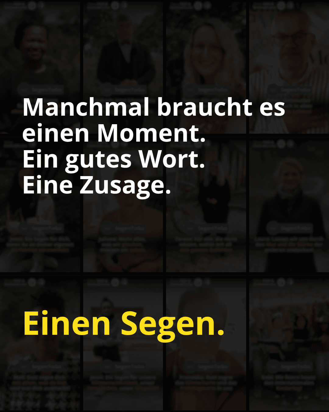 Text vor dunklem Hintergrund. Slidertext. SegenToGo. Einen Segen.